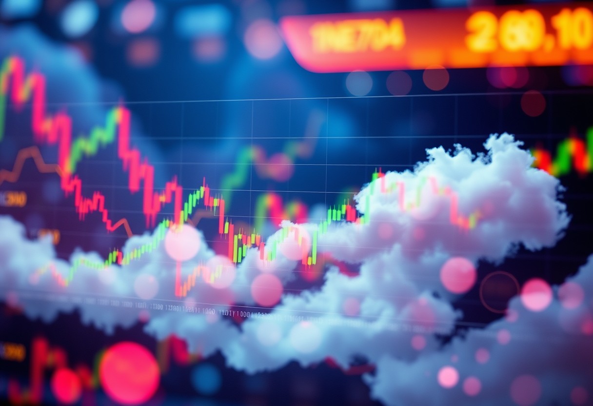 a graph with clouds and lights