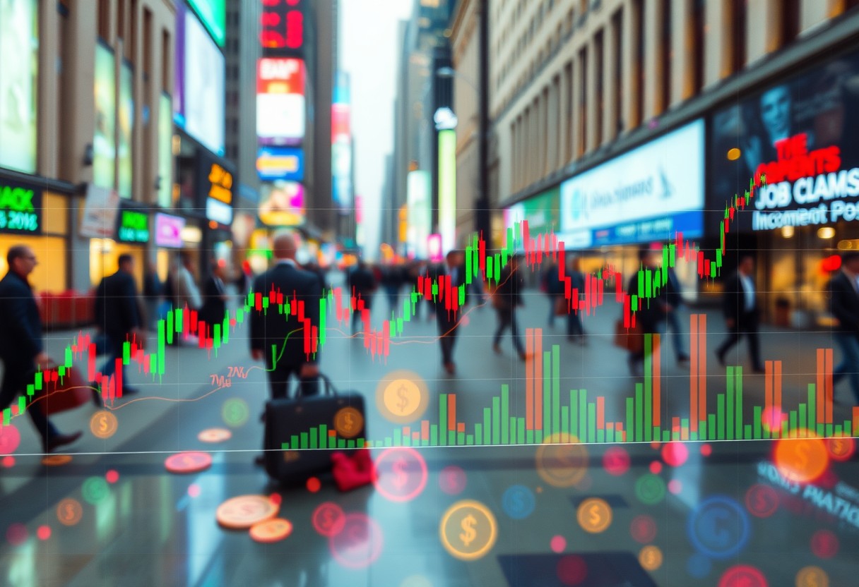 a blurry image of a city street with a graph